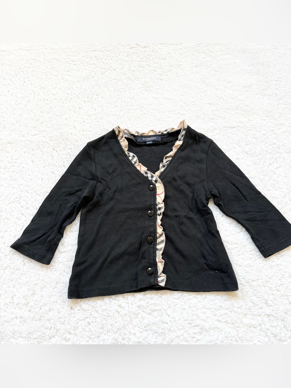 Burberry Toddler Girl 3T Nova Check Tops Hoodie Authentic Horse Black Cardigan